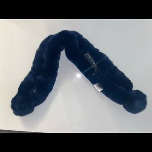 Belle Fare Rabbit Fur Neck Warmer in Navy Blue